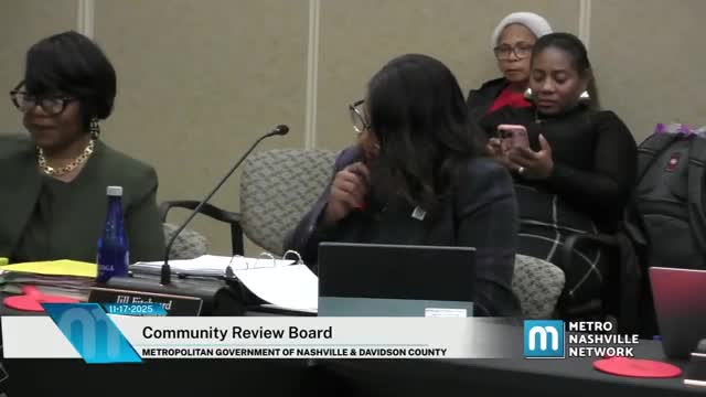 Nashville Community Review Board sets MOU joint review, schedules budget meeting and public town hall; staff highlight outreach programs