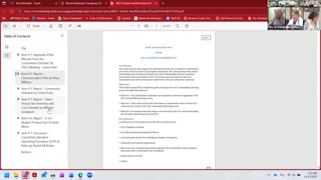 Sandpoint committee favors city‑operations benchmark and student help for greenhouse gas inventory