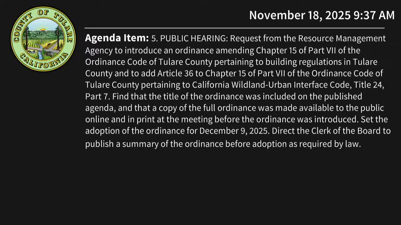 Tulare County moves to adopt 2025 California building and fire codes, adds sprinkler requirement for new manufactured homes