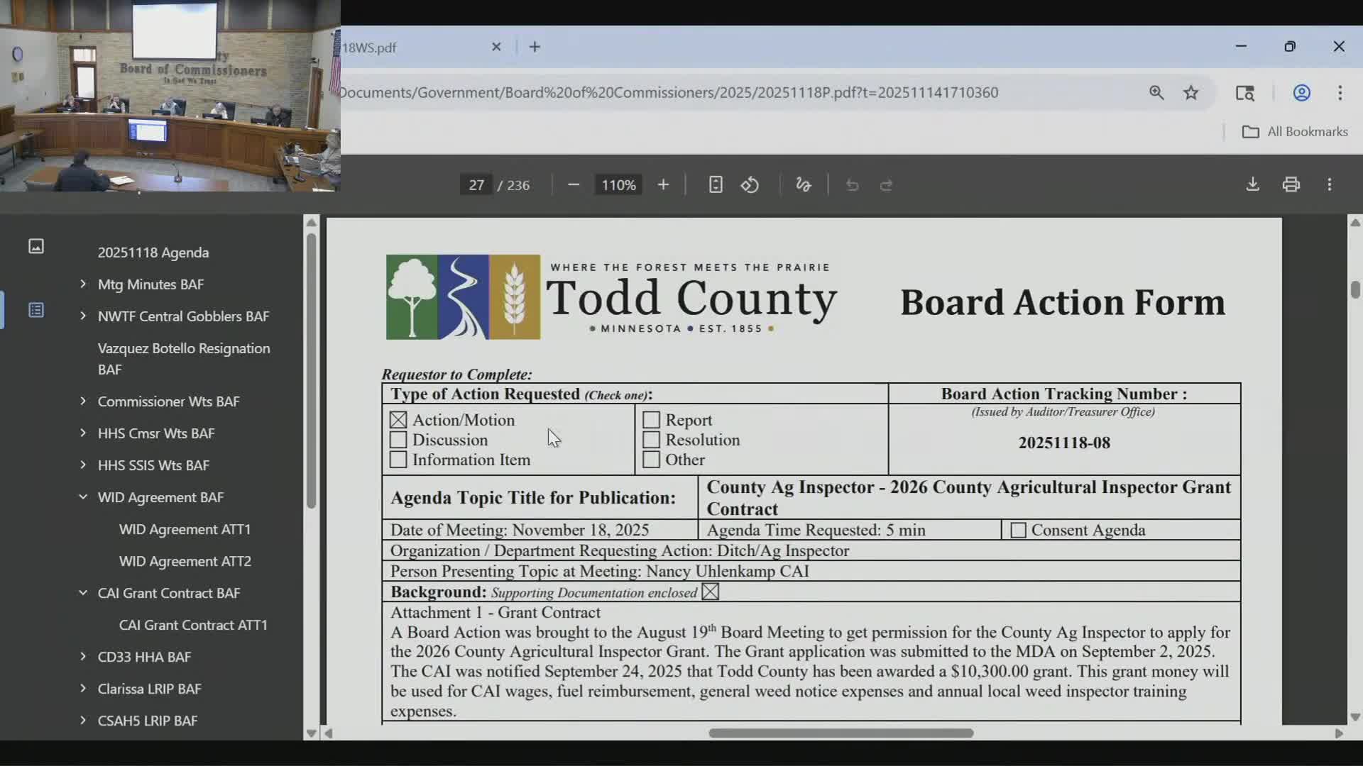 Todd County approves several equipment purchases and accepts two grants
