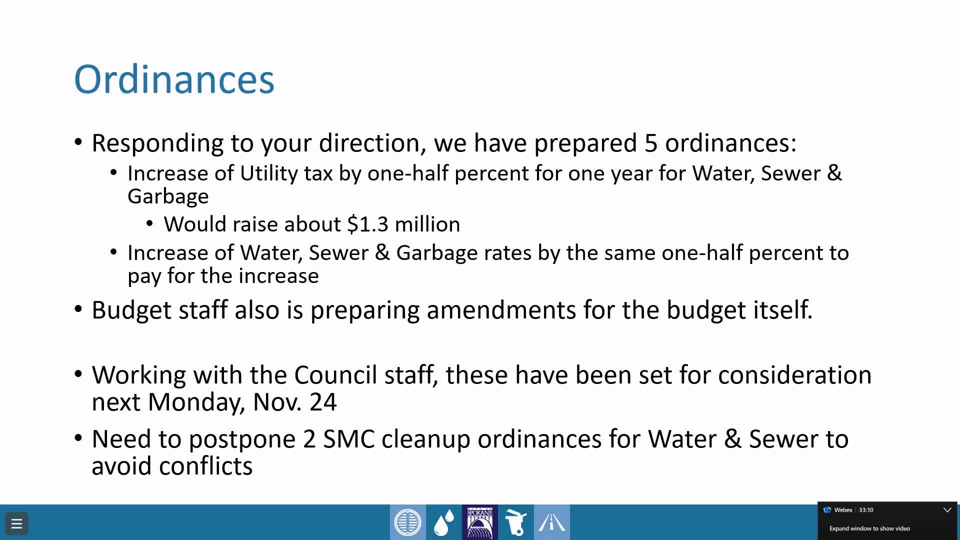 City staff proposes 0.5% temporary utility tax and rate increases to cover 2026 budget changes