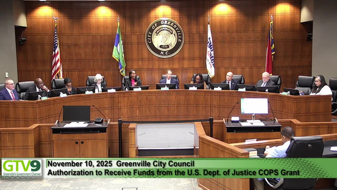 Greenville council accepts $1 million DOJ COPS grant to hire eight police officers