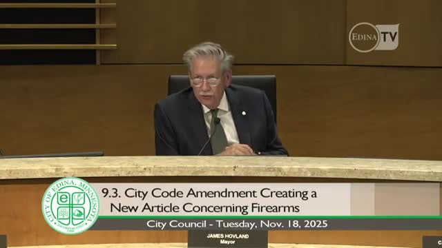 Edina council debates contingent gun-safety ordinance, directs staff to refine defensible local measures
