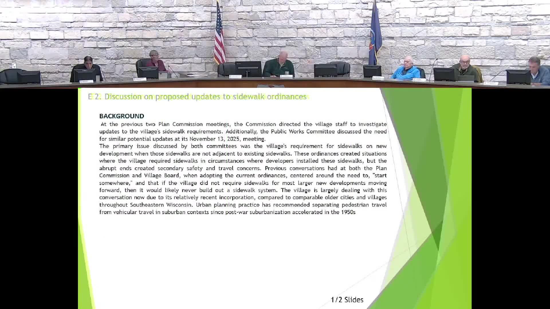 Plan Commission weighs major sidewalk ordinance changes, including in-lieu fees and assessment triggers