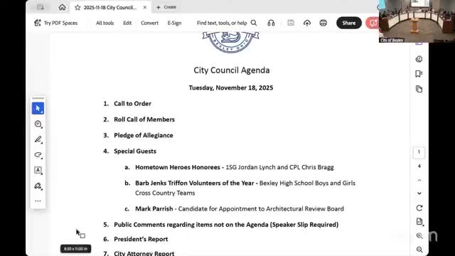 Council honors local volunteers and veterans; interviews ARB candidate