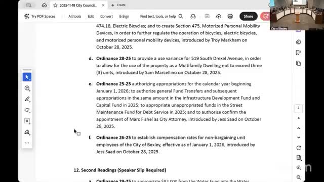 Bexley council continues budget debate, tables 2026 appropriation ordinance