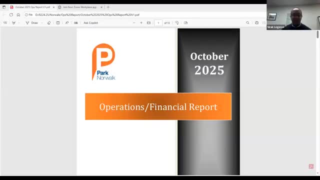 Norwalk Parking Authority: October revenues below monthly budget; 12‑week marketing push planned