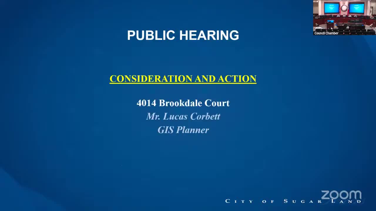 Sugar Land ZBA approves exception to allow second‑story deck at 4014 Brookdale Court
