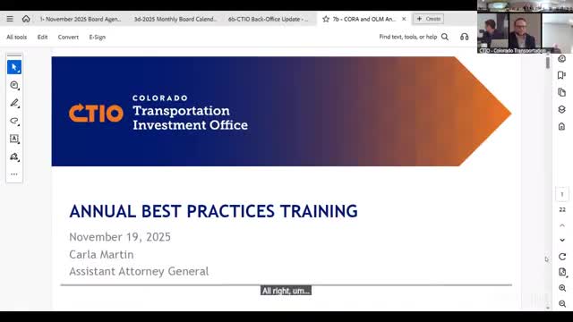 CTIO counsel reviews open‑records and open‑meetings obligations during annual training