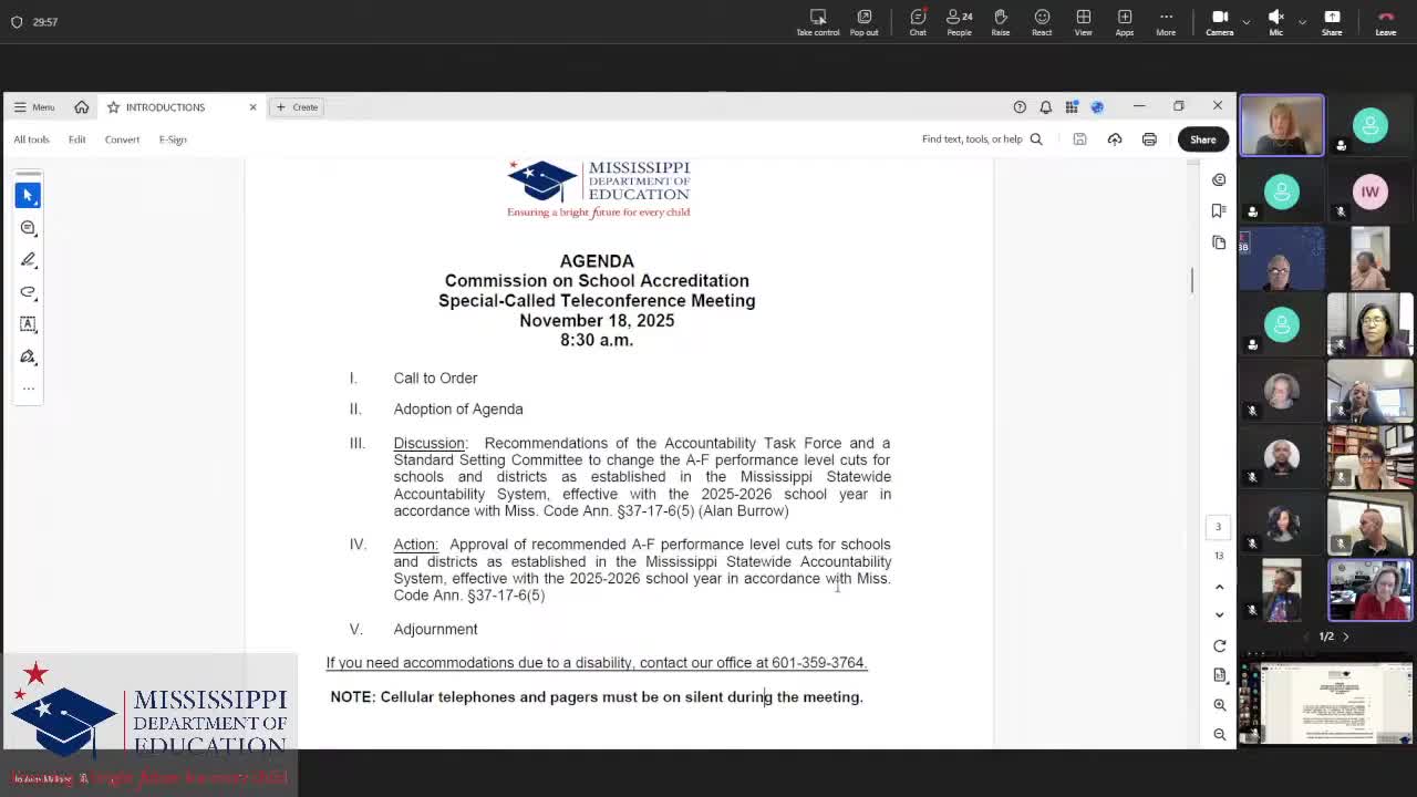 Commission approves new A–F performance-level cuts for 2025–26 accountability ratings