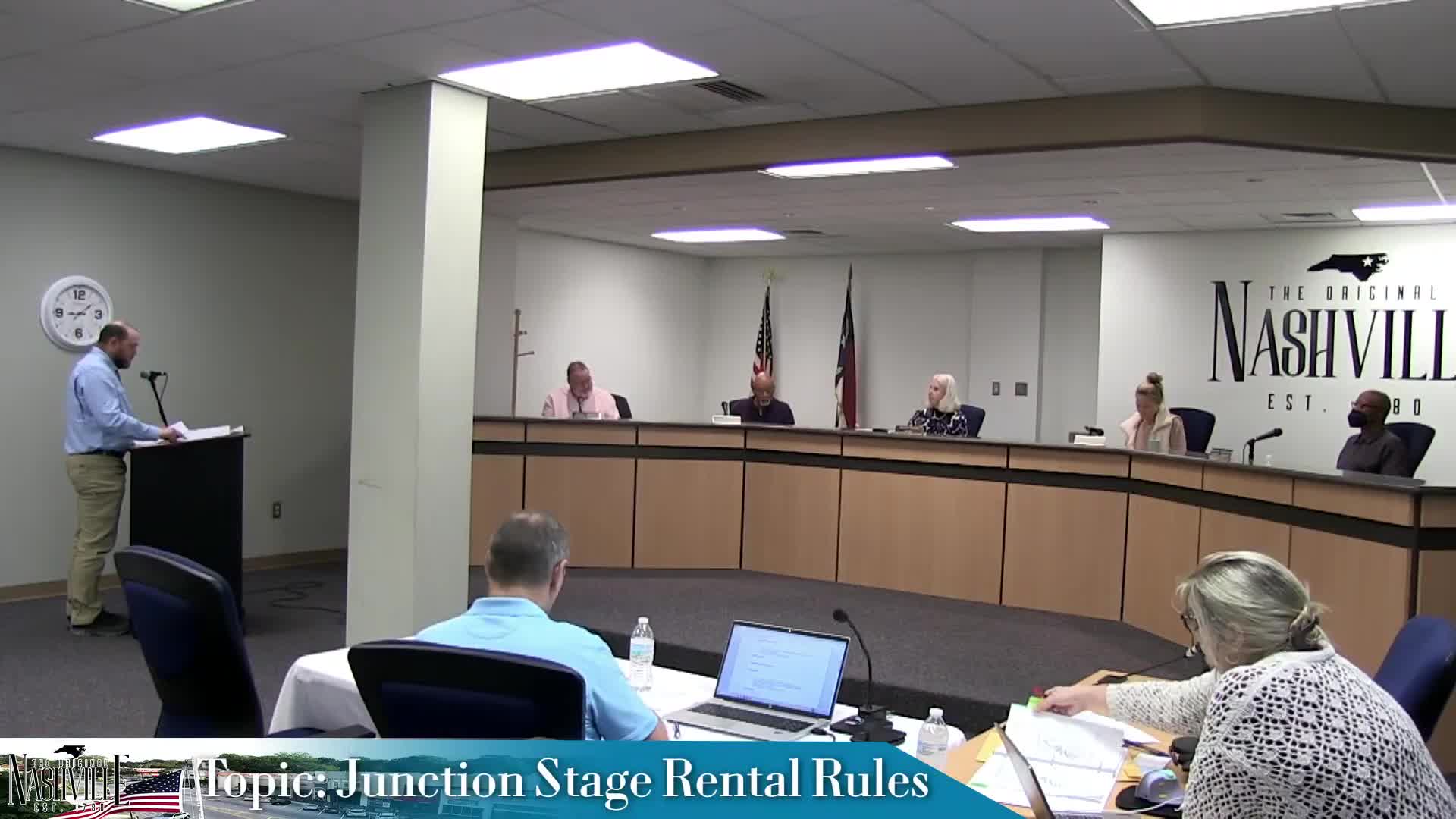 Council approves revised Nashville Junction stage rental rules; adds public‑event rate and security thresholds