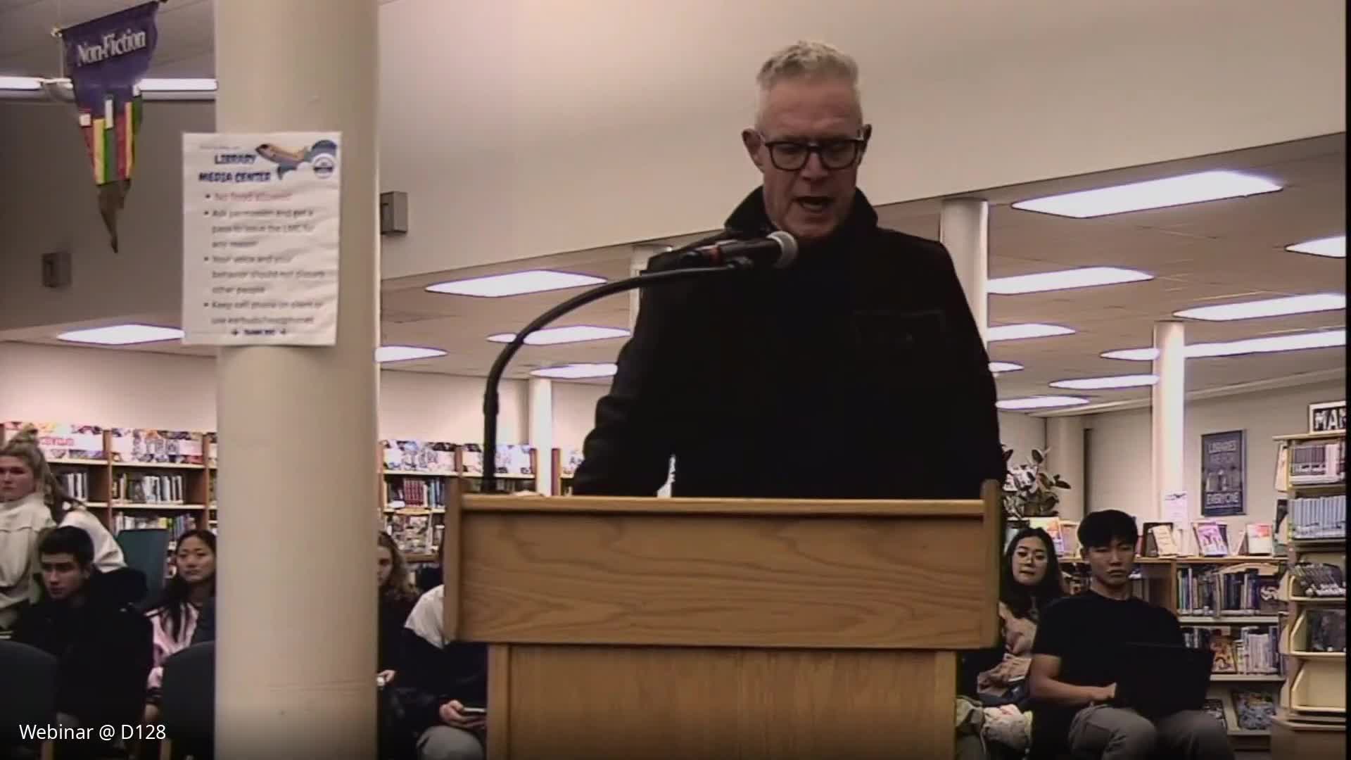 Public commenter accuses CHSD 128 leadership of missteps and urges board president to resign