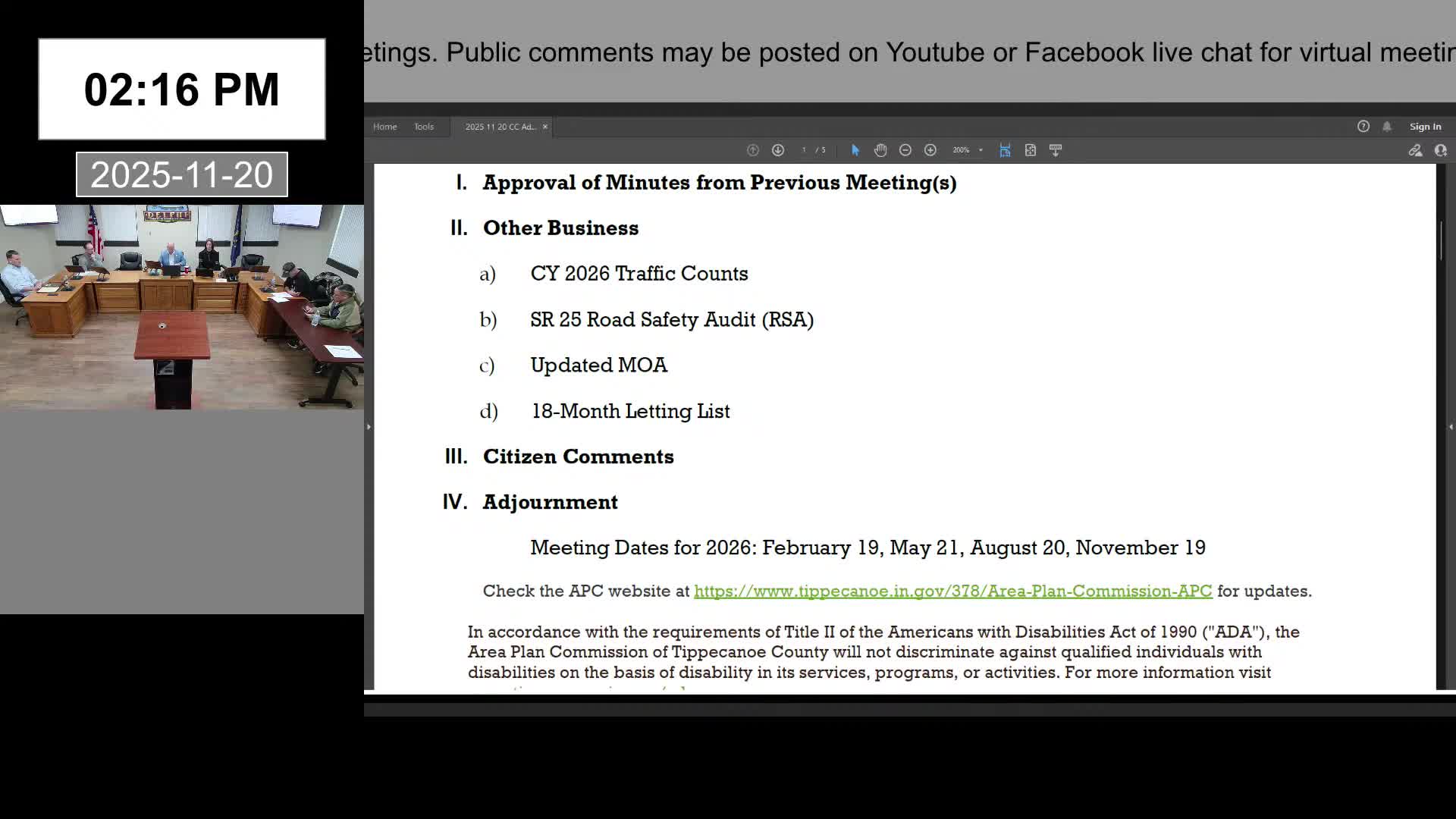 Committee approves Aug. 21 minutes and adjourns Nov. 20 meeting