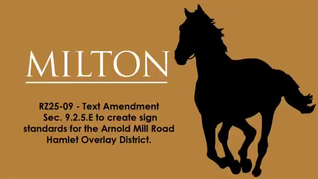 Planning commission recommends Hamlet sign standards for Arnold Mill Road, with small illuminated 'open' sign allowed