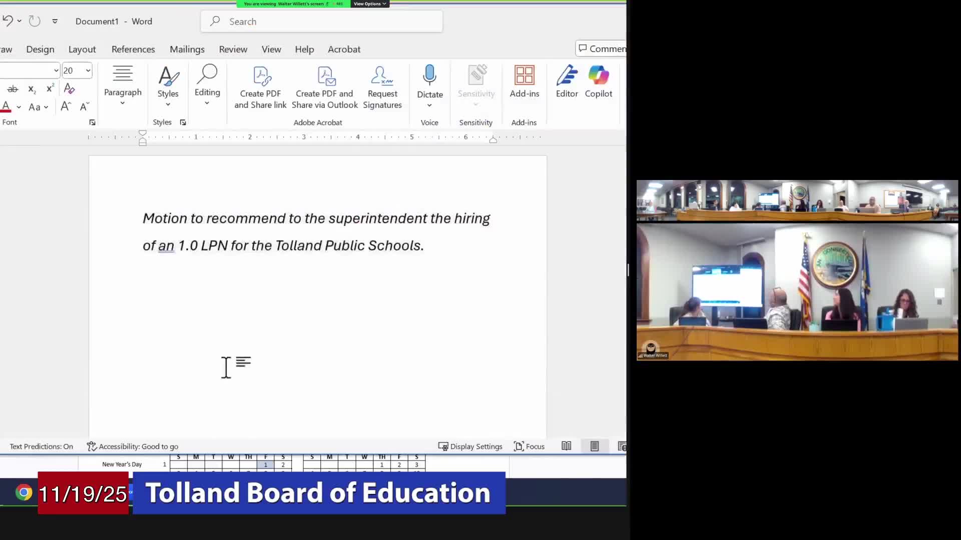 Tolland board votes to recommend hiring one LPN after coverage gaps