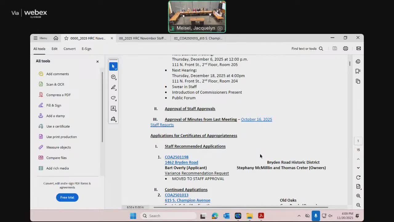 Commission pauses approval for rooftop solar at 615 S. Champion Ave., requests clearer photos and engineering details
