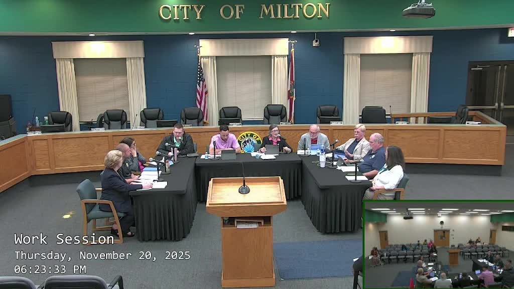 Milton city attorney urges new policy to comply with Florida change-order law; council aims to act Dec. 9