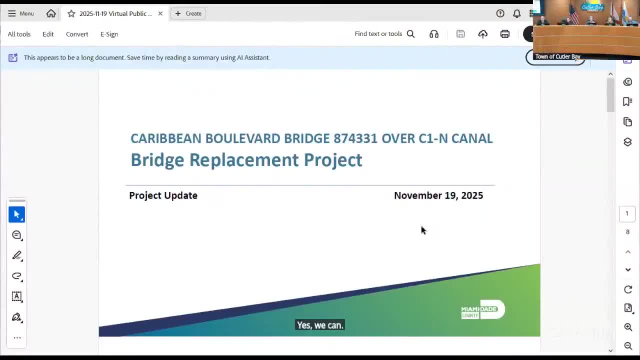 Miami‑Dade says Curran Boulevard bridge will be redesigned and likely start construction around 2027