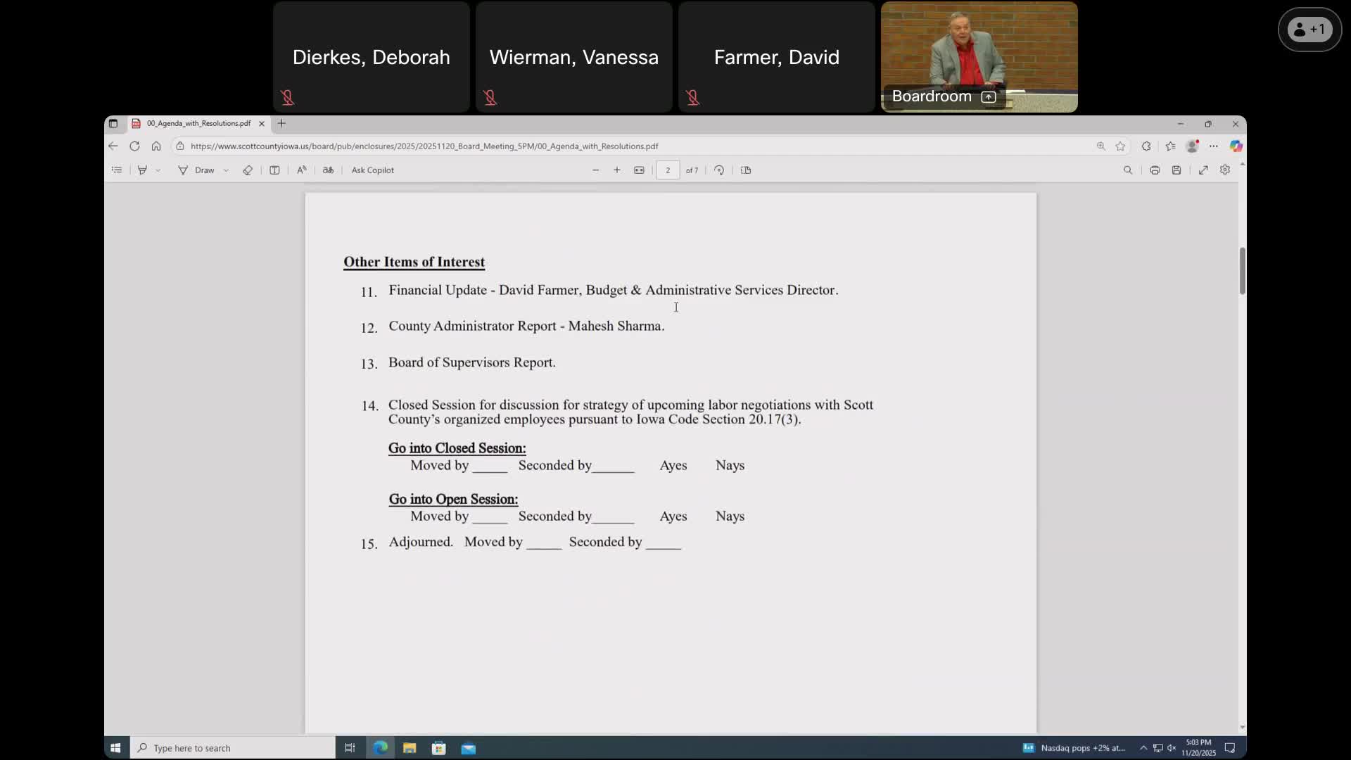 Scott County finance update: revenues running slightly above plan; fund balance healthy