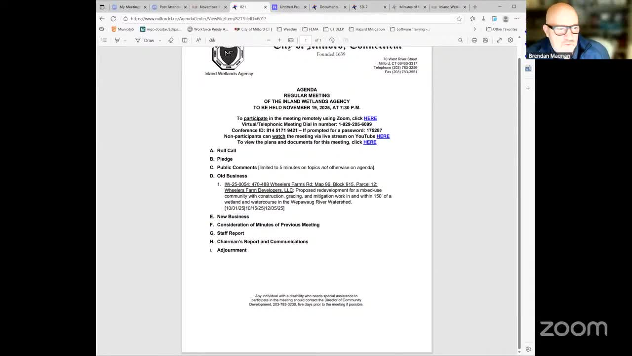 Milford wetlands agency accepts minutes and schedules continued review for Wheeler's Farms project