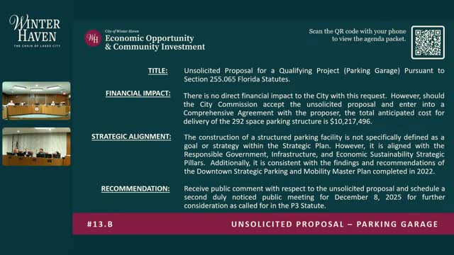 Commission hears unsolicited P3 proposal for 292-space downtown parking garage; Walker report finds costs within market
