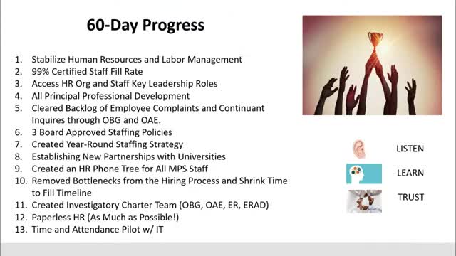 MPS HR chief outlines rapid HR changes: time‑to‑fill metrics, year‑round hiring and pay‑equity plans