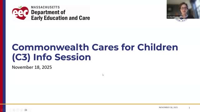 Program staff outline C3 child‑care subsidy, application steps and funding rules