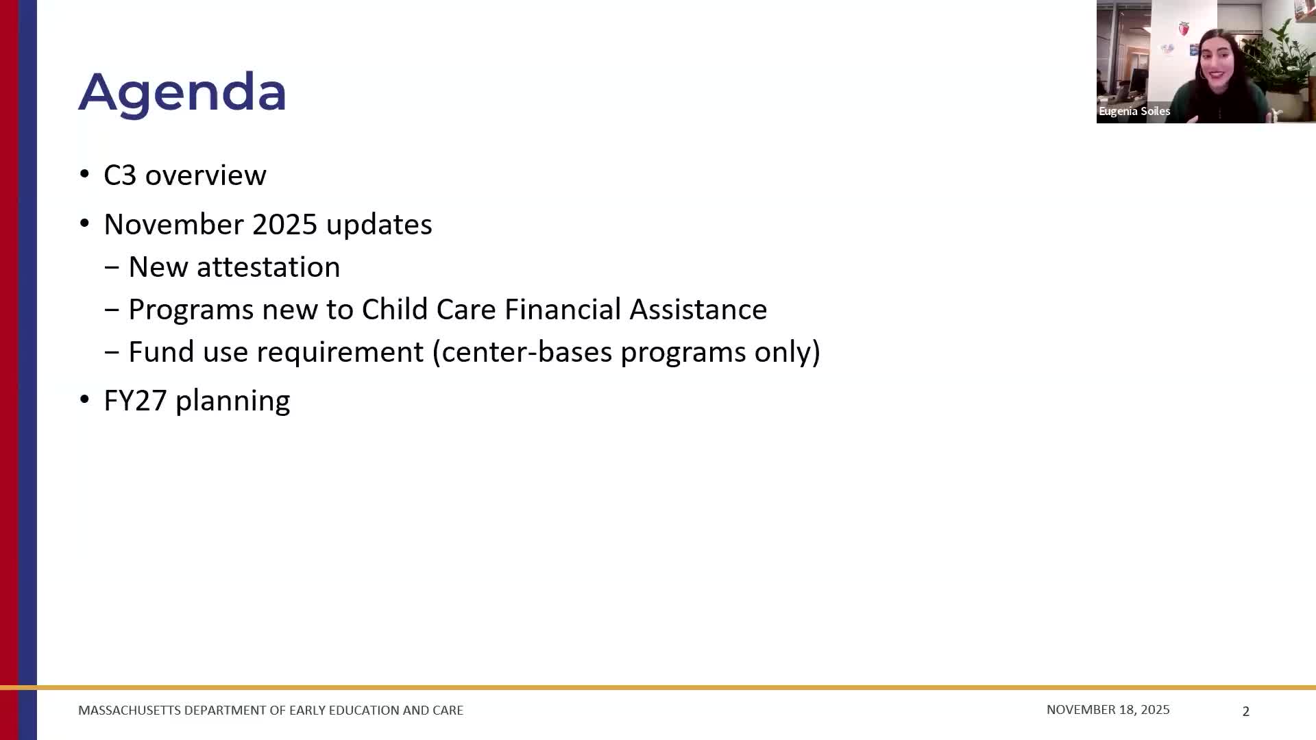 Early Education staff announce November C3 updates: new attestation and 50% workforce requirement for centers