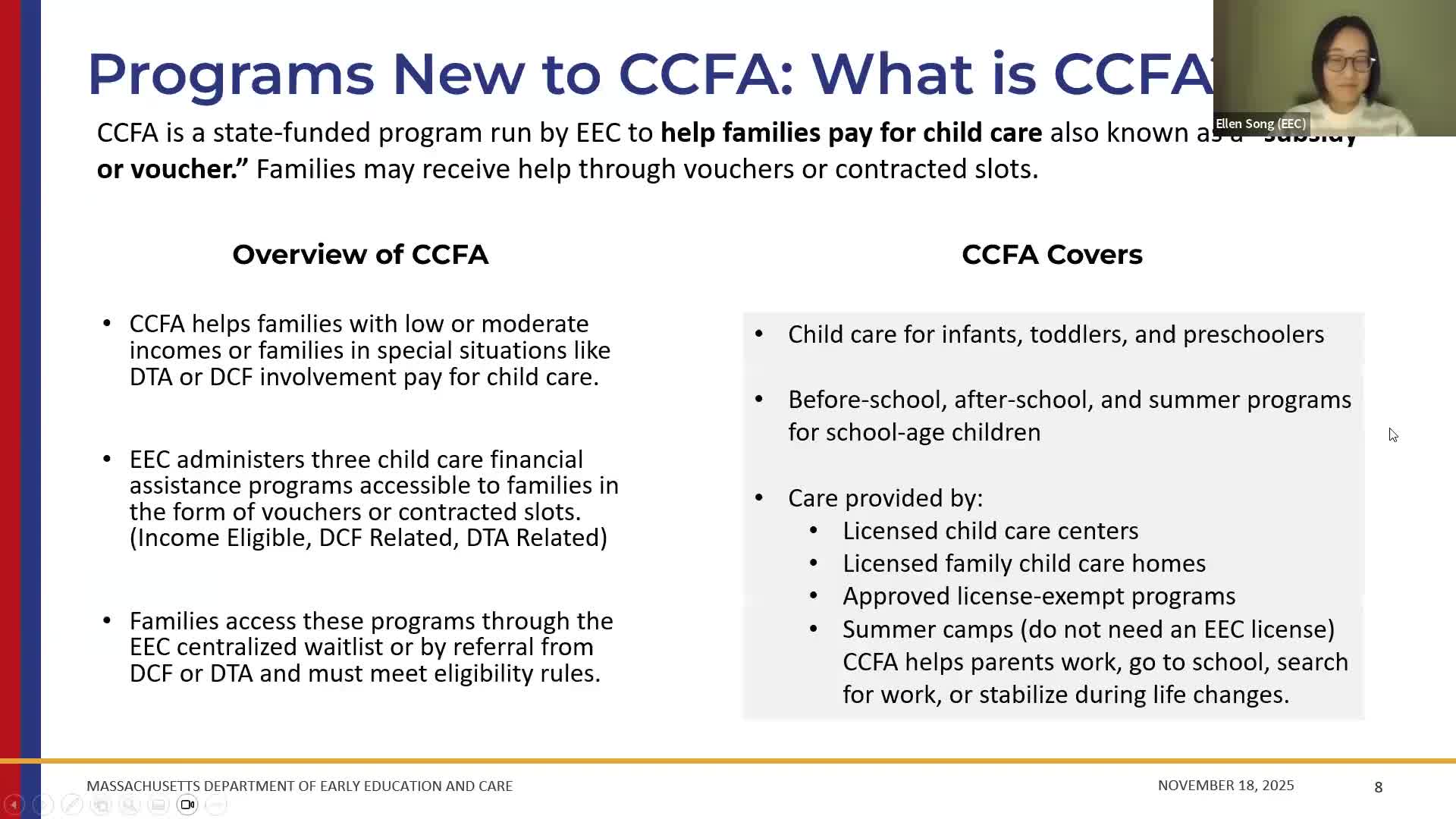 How to become a CCFA provider and what accepting vouchers means, EEC explains