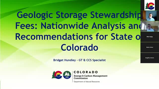 Colorado board reviews stewardship‑fee options, staff recommends 8–12¢ per ton for long‑term CO2 storage