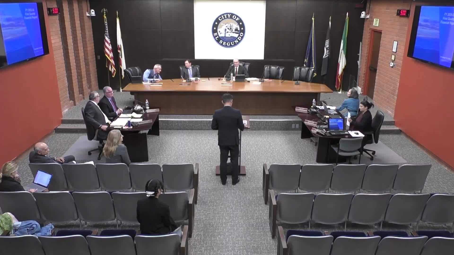 El Segundo receives first-quarter FY2025–26 financial report; key revenues largely on budget