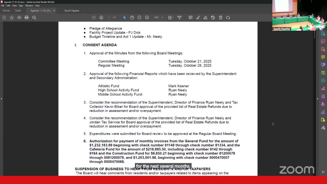 Board reviews Act 1 index and budget schedule; resolution to cap millage increase at 4.5% proposed