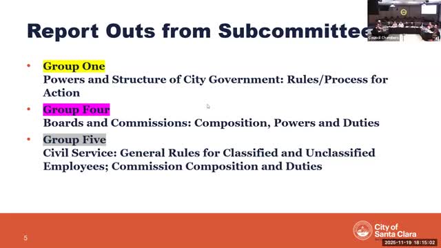 Charter review subcommittees report progress; subcommittee chairs named