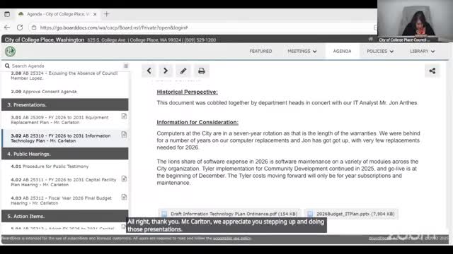 College Place council adopts 2026–2031 capital facilities plan; large water, road and wastewater projects remain contingent on grant funding