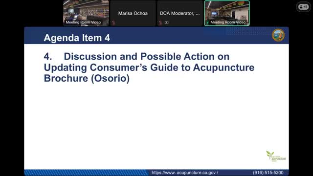 Acupuncture board committee weighs a more evidence-focused consumer brochure, asks profession for input