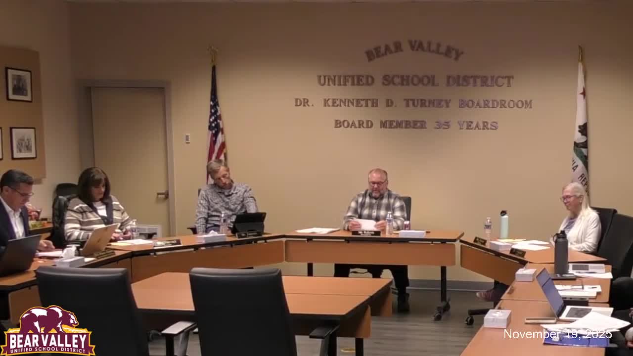 Bear Valley Unified adopts most board policy updates, approves MOU and routine consent items