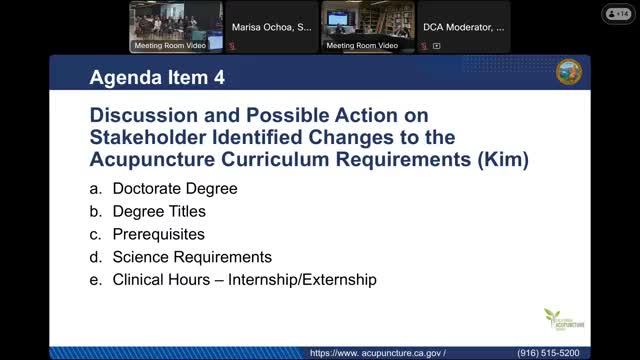 Committee hears calls to unify acupuncture degree titles; ACOM cited as having set a unified title in 2024