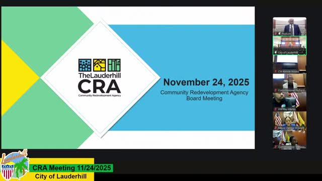 Lauderhill CRA details housing, plaza and corridor projects; approves vendor piggyback and $96,500 change order