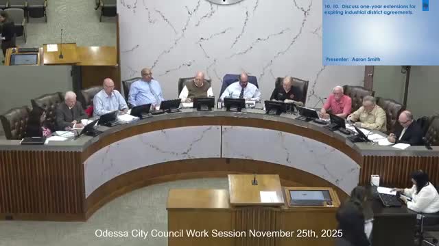 Staff recommends one‑year extensions on many industrial‑district agreements while terms are reviewed