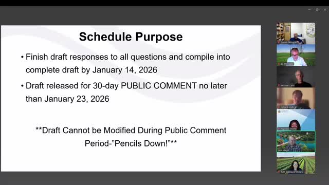 Panel lays out schedule toward Jan. 14 draft and Dec. 17 listening session