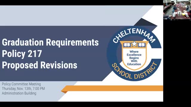 Cheltenham policy committee reviews proposal to shrink graduation-credit minimum, add health and financial-literacy credits
