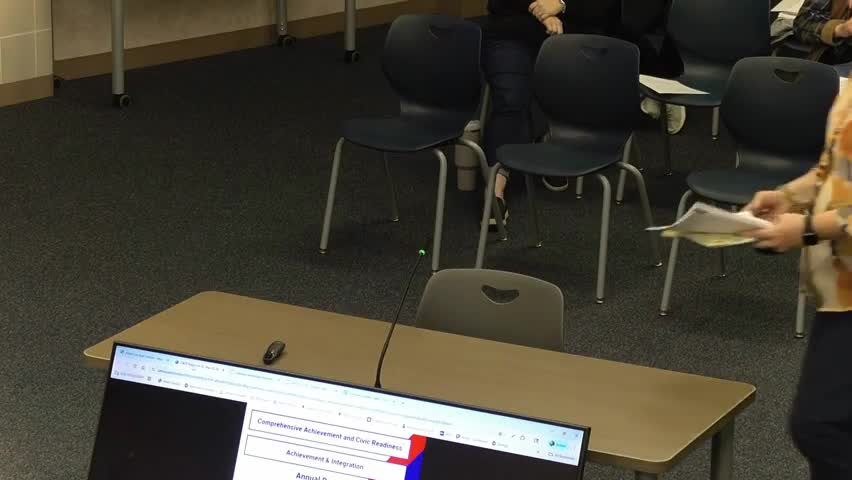 Board reviews draft achievement report; staff propose using FAST benchmarks instead of relying on MCA