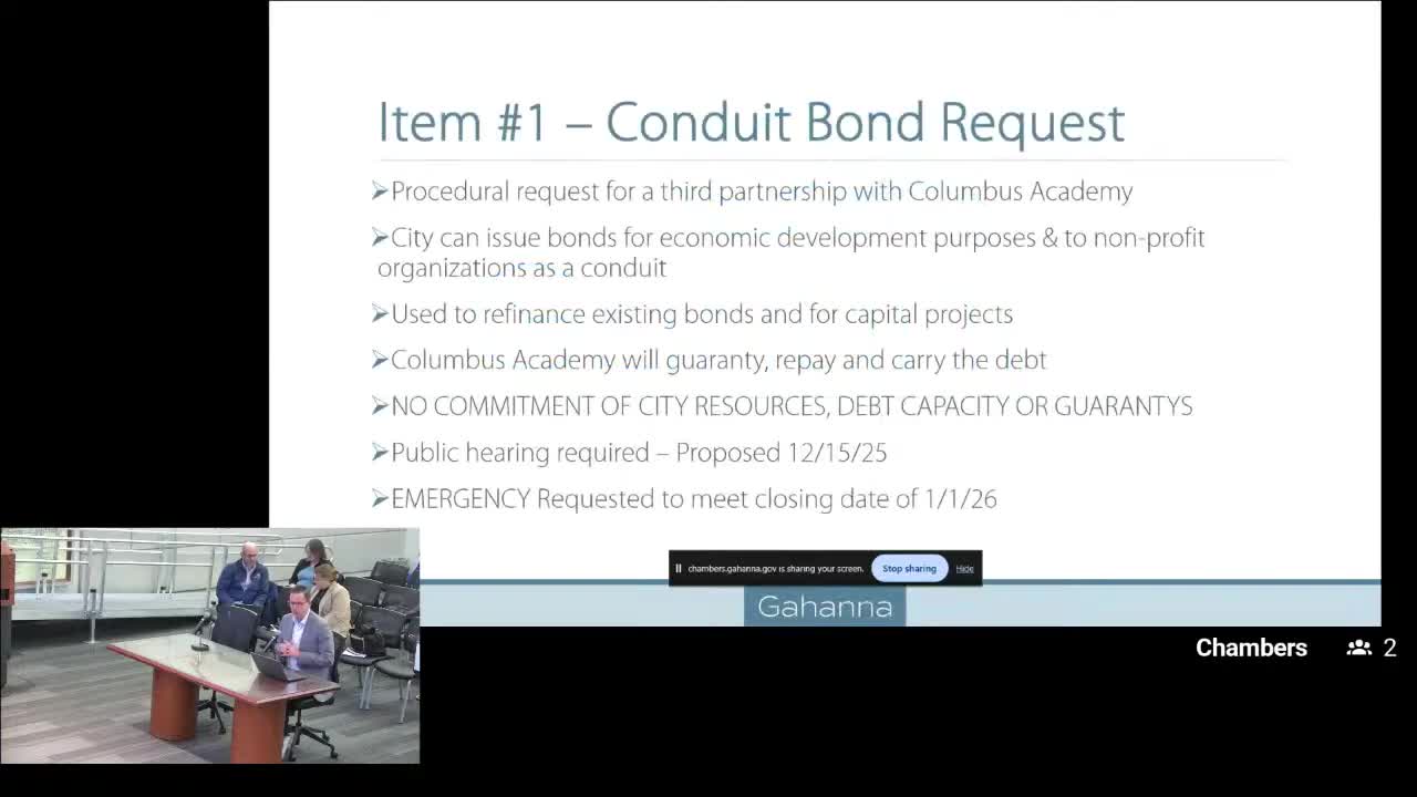 Gahanna staff backs conduit bond issuance for Columbus Academy; city says it carries no debt or guarantee