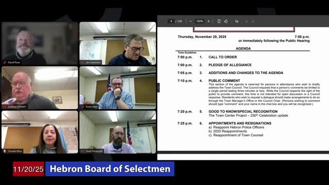 Town Center Project outlines 18-month plan, asks for volunteers and local support for Hebron's 250th celebration