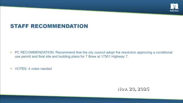 Minnetonka Planning Commission recommends City Council approve 7 Brew drive‑through at Highway 7