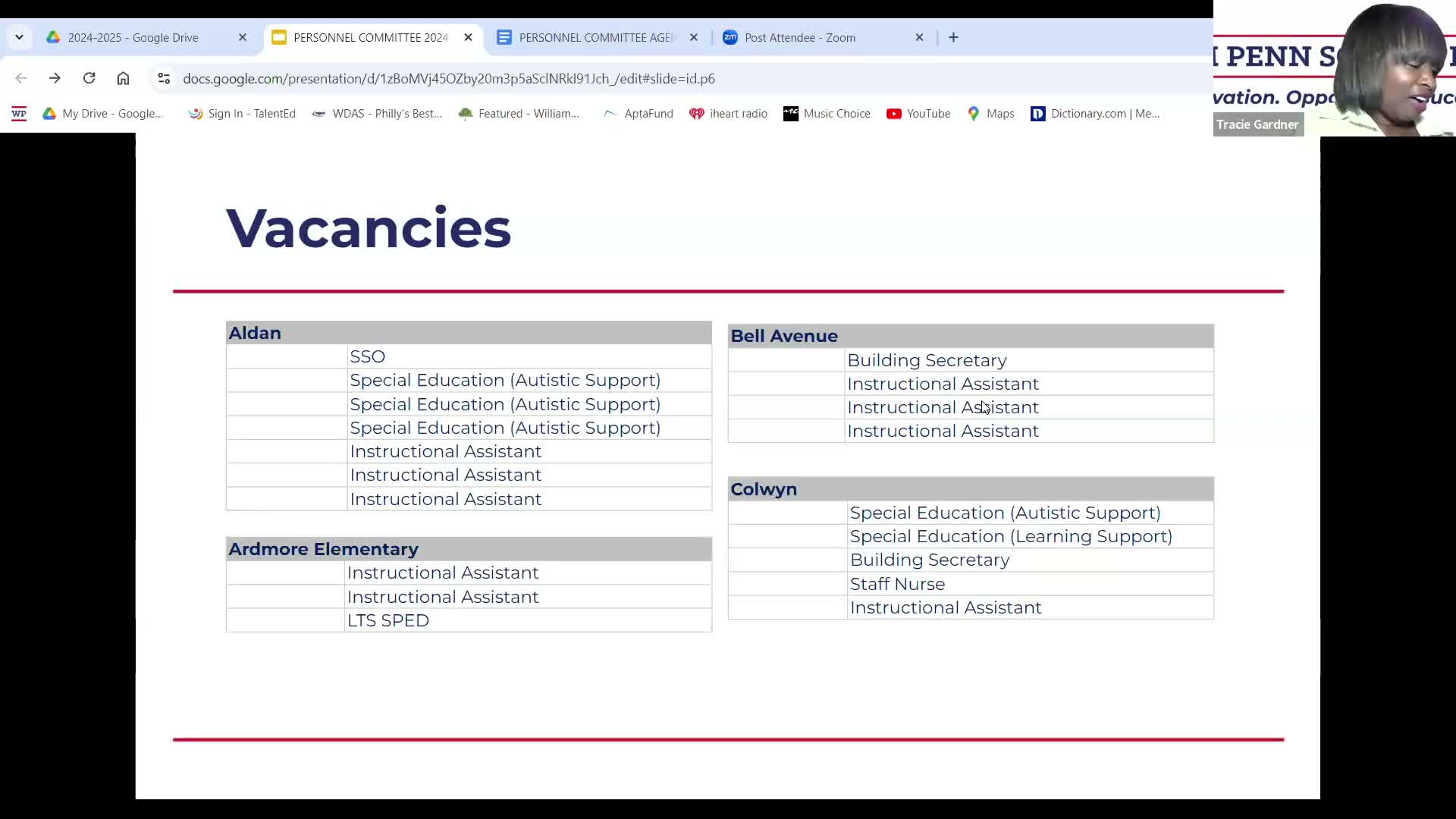 District reports 18 IA openings, eight special-education teacher vacancies; staff discuss substitutes and transfers