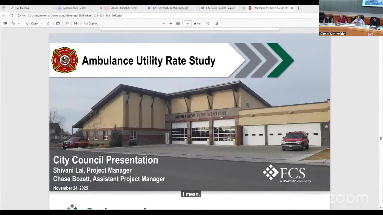 FCS study gives Sunnyside council three ambulance rate scenarios; full cost would more than double current charge