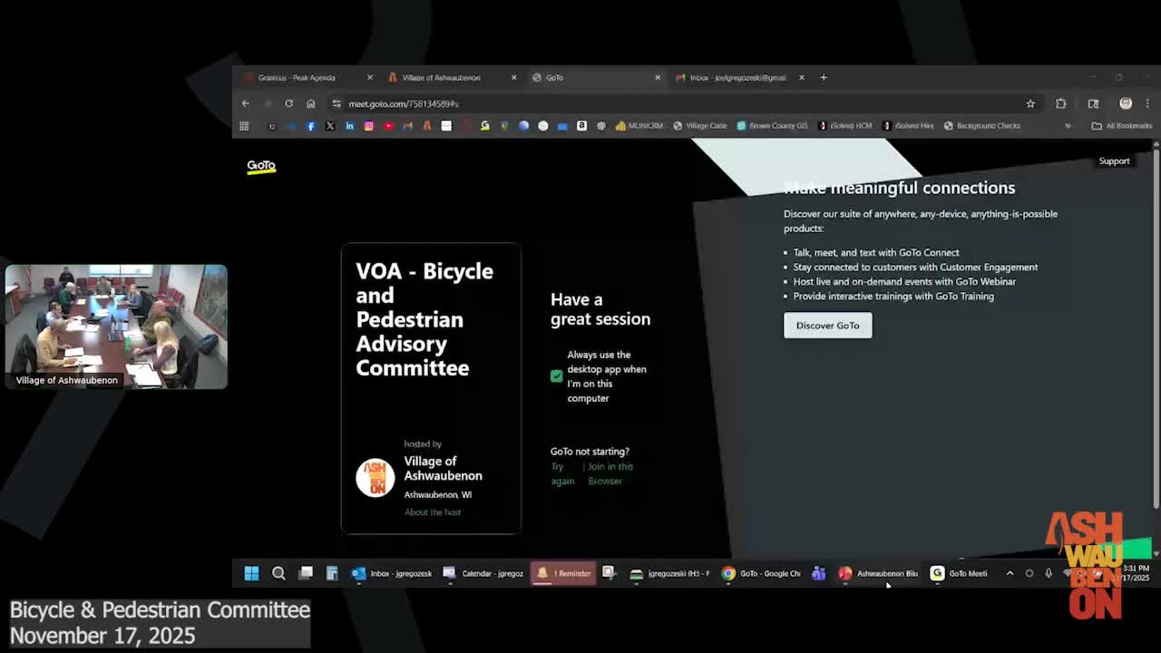 Ashwaubenon committee reviews draft bicycle-and-pedestrian plan, flags e‑scooter and map issues