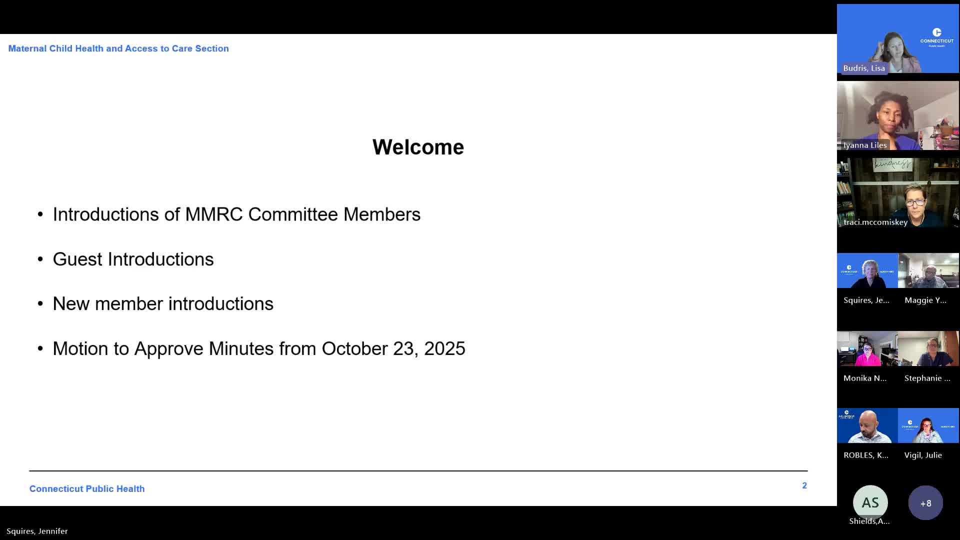 Maternal Mortality Review Committee moves into executive session to review confidential death summaries
