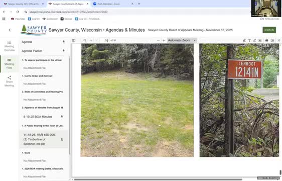 Sawyer County Board of Appeals approves variance for detached garage at Wagner Circle with 16‑foot height limit